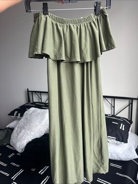 Olive Green Off-Shoulder Dress